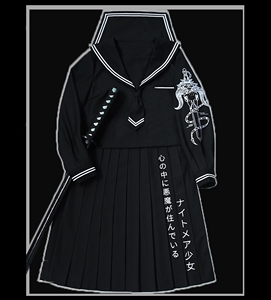 【xixi】梦魇少女 原创jk制服关东襟白二本不良刺绣水手服