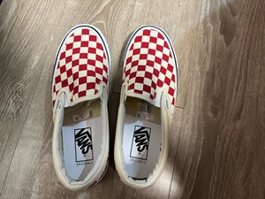 vans棋盘格slip on 一脚蹬 红色37码