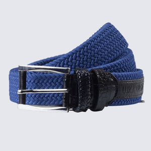 路卡迪龙男装专柜正品四季款纯色牛皮拼编织针扣皮带腰带原价23