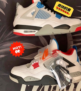 aj4乔4红蓝鸳鸯白蓝红老鼠灰热熔岩高帮男女情侣篮球鞋带