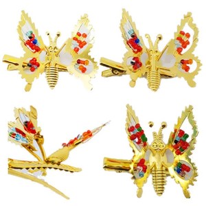 镂空卡子夹头百搭蝴蝶结会动的蝴蝶发夹 怀旧 立体夹边弹簧夹