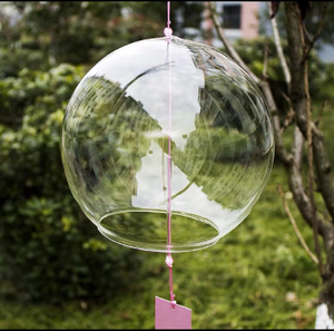 日本江户风 日式透明玻璃风铃,和风挂饰