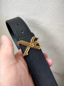 劲霸小金人双面头层牛皮真皮针扣内穿3.8宽腰带