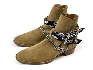 amiri 腰果花链条高跟切尔西靴