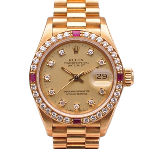 8新]劳力士69178日志型18k黄金后镶钻自动机械女金表手表69178