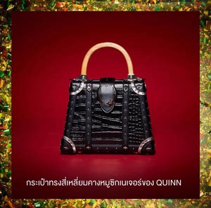 泰国潮牌 quinn 木质提手 复古梯形盒子包