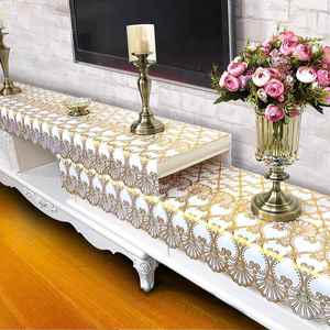 金色防水电视柜桌布鞋柜盖布长方形台布茶几客厅条几简约装饰欧式