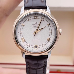 二手正品欧米茄蝶飞33mm带钻18k玫瑰间金自动机械女手表