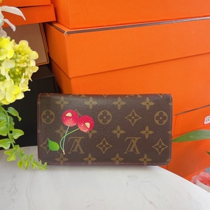 lv老花村上隆樱桃,拉链款钱包 限量款