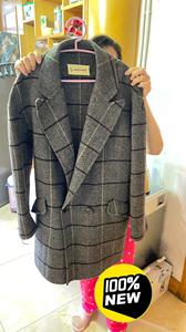 飞尼克斯羊毛大衣，紫棕格，全新，L码。