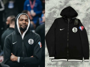 nba篮网外套 篮网杜兰特欧文哈登同款训练热身速干卫衣外套套