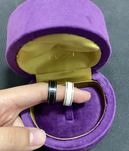 古驰gucci lcon系列陶瓷戒指一对 18k金材质 52