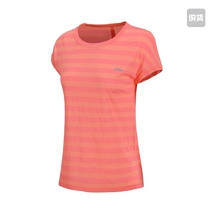 李宁Lining短袖T恤针织女跑步运动短袖ATSN074橙色
