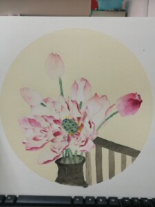 000人付款淘宝国画工笔重彩荷花,熟宣卡纸30×30,全新luomaholiday9