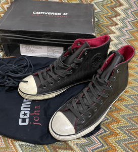 匡威jv联名条纹皮做旧朋克机车鞋 43