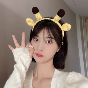 赵美娥87淘宝可爱长颈鹿发箍女压发洗脸鹿角发卡立体毛绒卡通动物