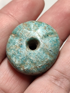 汉代天河石珠,个头大,有工,定位孔,包老包真,尺寸27*26