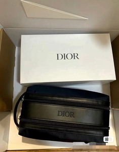 Dior 赠品化妆包洗漱包，蓝黑色网红手提旅行收纳袋，双拉链