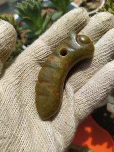 红山文化玉器--岫岩河磨玉黄皮子满沁 玉蝉寓意"一鸣惊人"