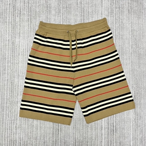 bbr风格 bur巴宝莉羊毛针织条纹卡其抽绳短裤五分裤