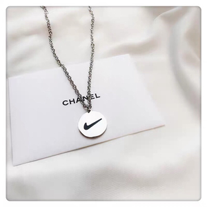 钛钢圆牌简约百搭ins风nike项链