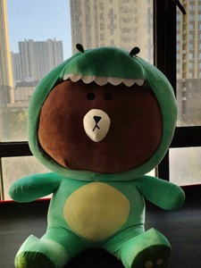 坐姿90cm小恐龙布朗熊玩偶毛绒娃娃,别人送的闲置处置.