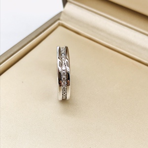 8新]bvlgari/宝格丽男女通用白金单环满钻戒指50号公价5.17w