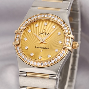 000人付款淘宝3折公价50600欧米茄星座18k金钻石瑞士手表女士表95新