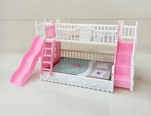 新款芭比娃娃双层双人床带滑梯过家家玩具（需要自己组装。拍下4