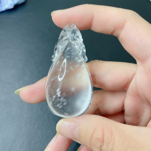 翡翠伴生矿天然水沫玉水滴吊坠项链镶嵌