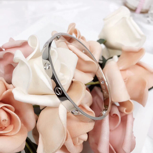 cartier/卡地亚白金love系列白金四钻手镯老款b60