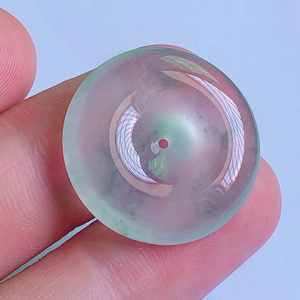 【高端翡翠】天然缅甸翡翠a货  高冰起胶飘花平安扣玉质细腻6.82