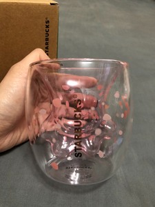 星巴克限量猫爪杯 玻璃杯 随心杯 粉色樱花杯