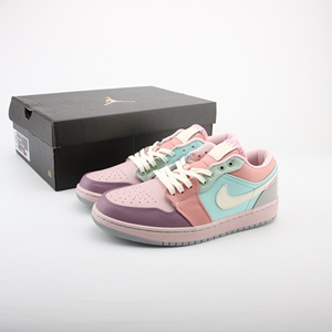 正品乔丹aj1耐克air jordan 1 粉紫绿马卡龙低帮