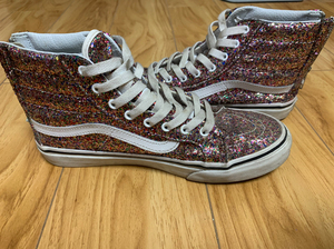 万斯vans美版亮片高帮拉链系带运动鞋