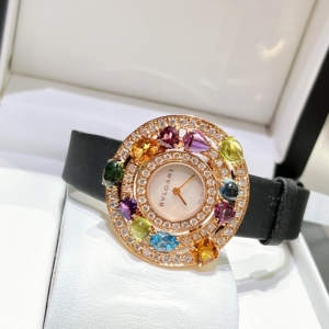 98新宝格丽bvlgari高级珠宝玫瑰金彩宝满钻手表～表盘