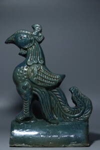 明代,法华彩,孔雀蓝釉凤凰,高35公分,工艺十分精美,凤凰中