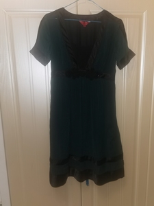 墨绿色桑蚕丝宫廷风连衣裙，佳莉思，165，88A