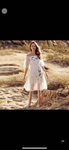 Vero Moda喇叭袖收腰蕾丝连衣裙，尺码165M，有弹性