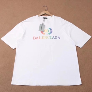 balenciaga 巴黎世家 彩虹麦穗logo白色短袖