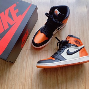 air jordan 1 aj1 黑白橙丝绸扣碎高帮篮球鞋