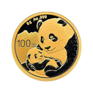 黄金足金999保真2019年熊猫币金币8克纪念币带包装盒免运费