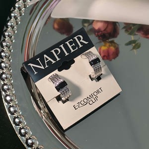 美国复古vintage品牌Napier奶片麻花珐琅耳夹