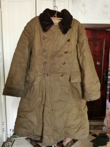 55式羊皮大衣,一号,五六年,羊皮内胆,胶木扣,有历史沧桑感