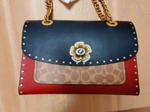 coach蔻驰女士parker山茶花链条包单肩斜挎包送礼物c