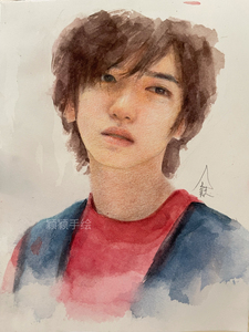 纯手绘【道枝骏佑彩铅画】材料:三福霹雳马彩铅 美丽蓝水彩 获