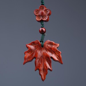 枫叶吊坠 印度小叶紫檀叶子项链 木雕枫叶坠子文艺复古风木质树