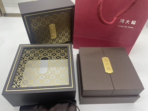 全新周大福传承首饰盒,有盒子,手提袋,绒布袋,适合放黄金手镯