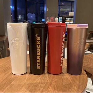全新starbucks星巴克平盖保温杯子304不锈钢随行杯男