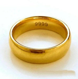 戒指男黄金光面男士